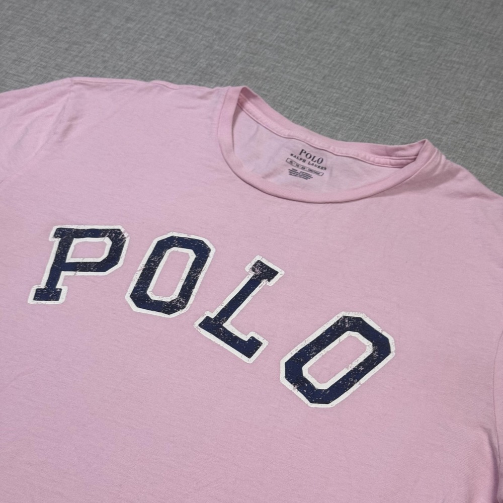 Polo Ralph Lauren T-Shirt Mens XL Pink Polo Graphic Crew Neck Cotton Jersey
